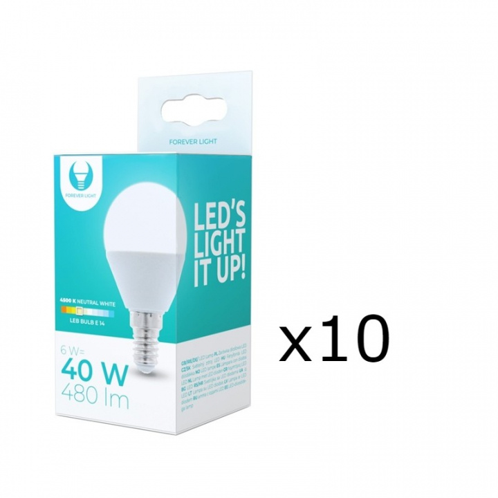 LED-Lampa E14, G45, 6W, 4500K 10-pack, Vit neutral ryhmässä KODINELEKTRONIIKKA / Valaistus / LED-lamput @ TP E-commerce Nordic AB (38-92772-PKT10)