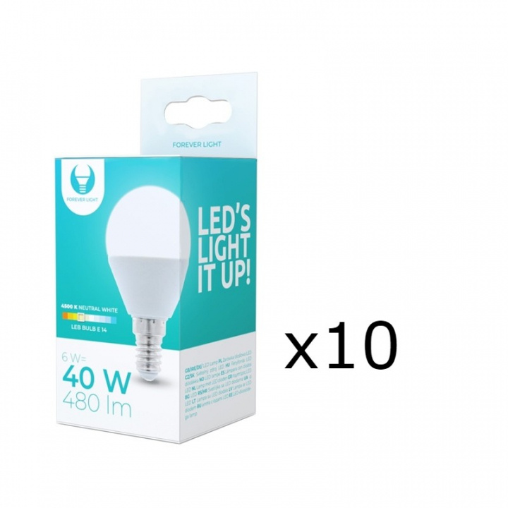 LED-lamppu E14, G45, 6W, 4500K, 10-pack, valkoinen neutraali ryhmässä KODINELEKTRONIIKKA / Valaistus / LED-lamput @ TP E-commerce Nordic AB (38-92772-PKT10)