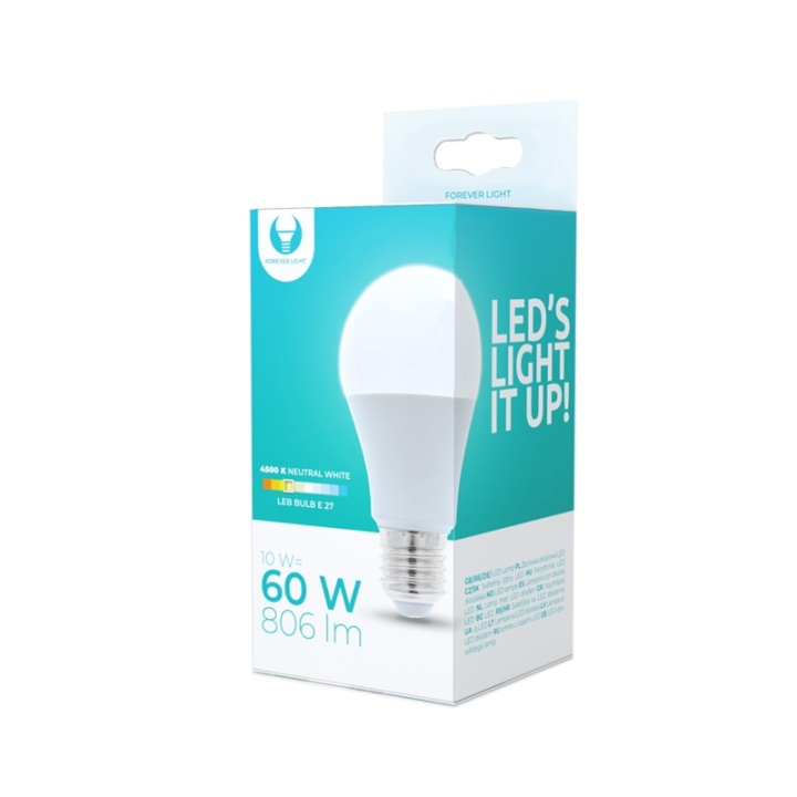 LED-lamppu E27, A60, 10W, 230V, 4500K, valkoinen neutraali ryhmässä KODINELEKTRONIIKKA / Valaistus / LED-lamput @ TP E-commerce Nordic AB (38-92775)