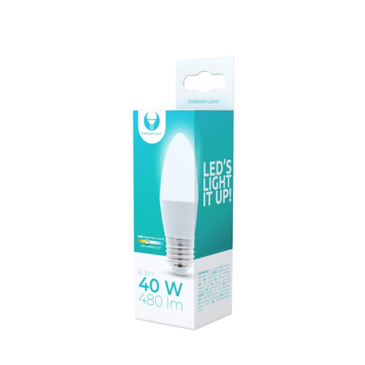 LED-Lampa E27, C37, 6W, 4500K, Vit neutral ryhmässä KODINELEKTRONIIKKA / Valaistus / LED-lamput @ TP E-commerce Nordic AB (38-92784)