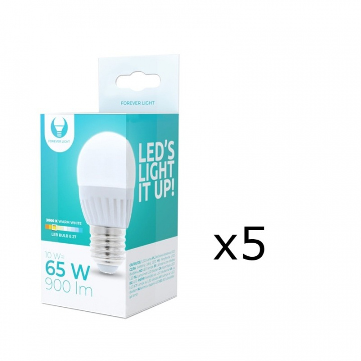 LED-Lampa E27, G45, 10W, 230V, 3000K, Keramisk 5-pack, Varmvit ryhmässä KODINELEKTRONIIKKA / Valaistus / LED-lamput @ TP E-commerce Nordic AB (38-92785-PKT05)