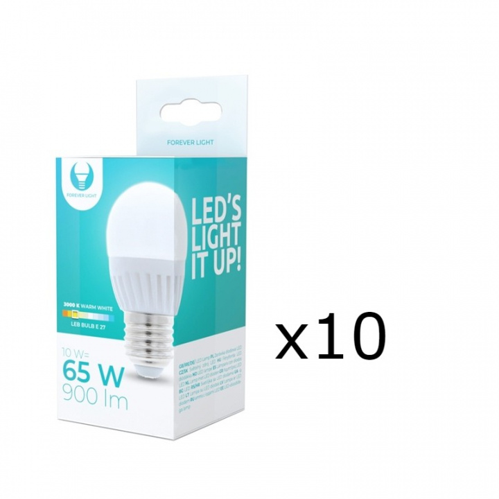 LED-lamppu E27, G45, 10W, 230V, 3000K, keraaminen 10-pack, lämmin valkoinen ryhmässä KODINELEKTRONIIKKA / Valaistus / LED-lamput @ TP E-commerce Nordic AB (38-92785-PKT10)