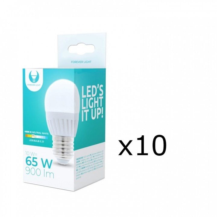 LED-Lampa E27, G45, 10W, 230V, 4500K, Keramisk 10-pack, Vit neutral ryhmässä KODINELEKTRONIIKKA / Valaistus / LED-lamput @ TP E-commerce Nordic AB (38-92786-PKT10)