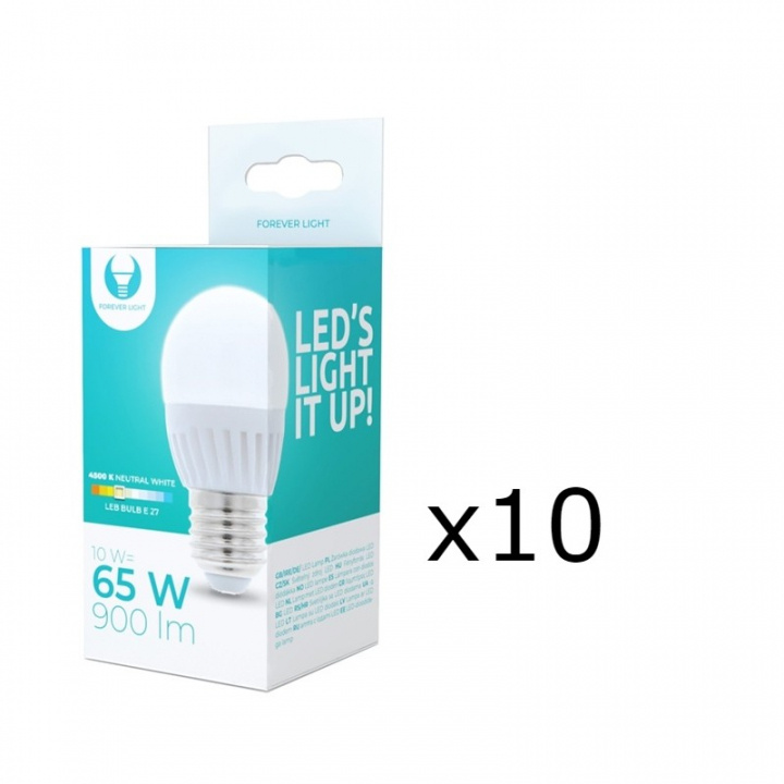 LED-lamppu E27, G45, 10W, 230V, 4500K, keraaminen 10-pack, valkoinen neutraali ryhmässä KODINELEKTRONIIKKA / Valaistus / LED-lamput @ TP E-commerce Nordic AB (38-92786-PKT10)