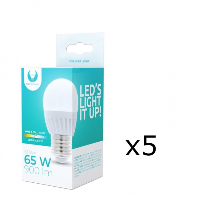 LED-lamppu E27, G45, 10W, 230V, 6000K, keraaminen 5-pack, viileä valkoinen ryhmässä KODINELEKTRONIIKKA / Valaistus / LED-lamput @ TP E-commerce Nordic AB (38-92787-PKT05)