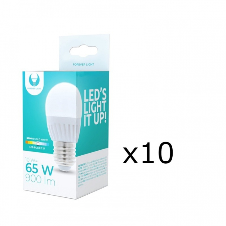 LED-Lampa E27, G45, 10W, 230V, 6000K, Keramisk 10-pack, Kallvit ryhmässä KODINELEKTRONIIKKA / Valaistus / LED-lamput @ TP E-commerce Nordic AB (38-92787-PKT10)