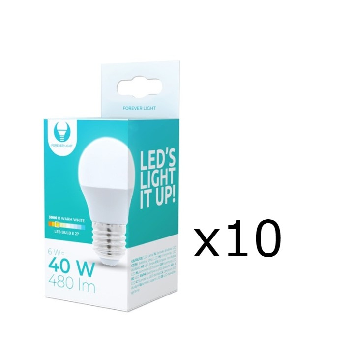LED-Lampa E27, G45, 6W, 3000K 10-pack, Varmvitt ryhmässä KODINELEKTRONIIKKA / Valaistus / LED-lamput @ TP E-commerce Nordic AB (38-92788-PKT10)