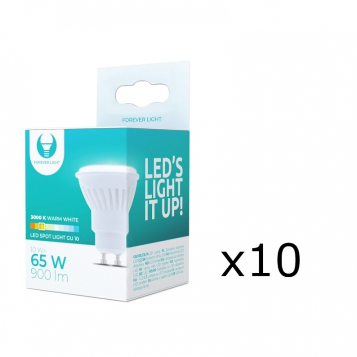 LED-lamppu GU10, 10W, 230V, 3000K, keraaminen 10-pack, lämmin valkoinen ryhmässä KODINELEKTRONIIKKA / Valaistus / LED-lamput @ TP E-commerce Nordic AB (38-92791-PKT10)