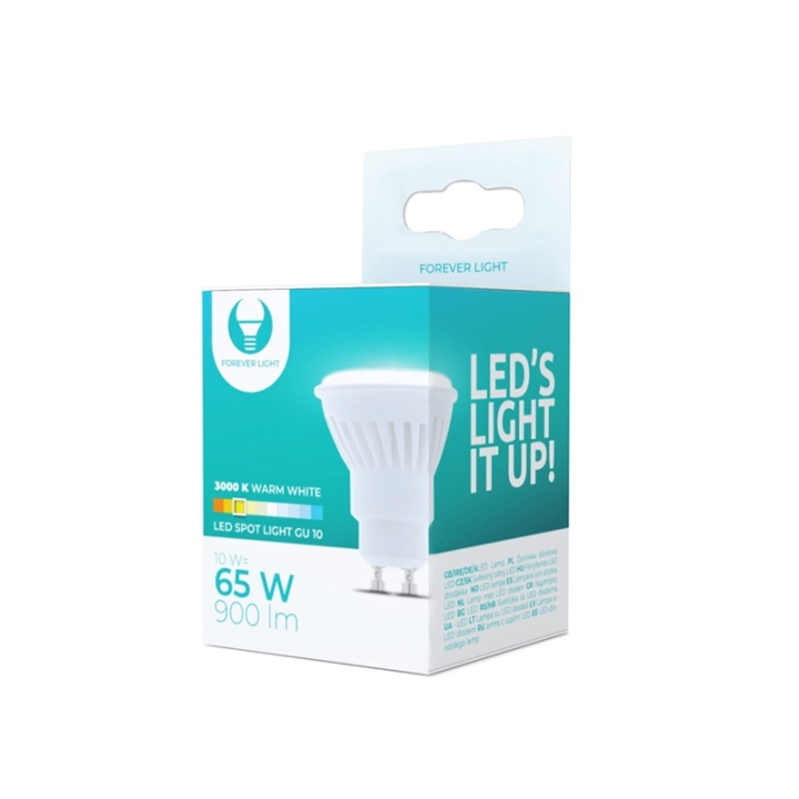 LED-lamppu GU10 - 10W, 230V, 3000K, 900lm, Keraaminen, Lämminvalkoinen ryhmässä KODINELEKTRONIIKKA / Valaistus / LED-lamput @ TP E-commerce Nordic AB (38-92791)