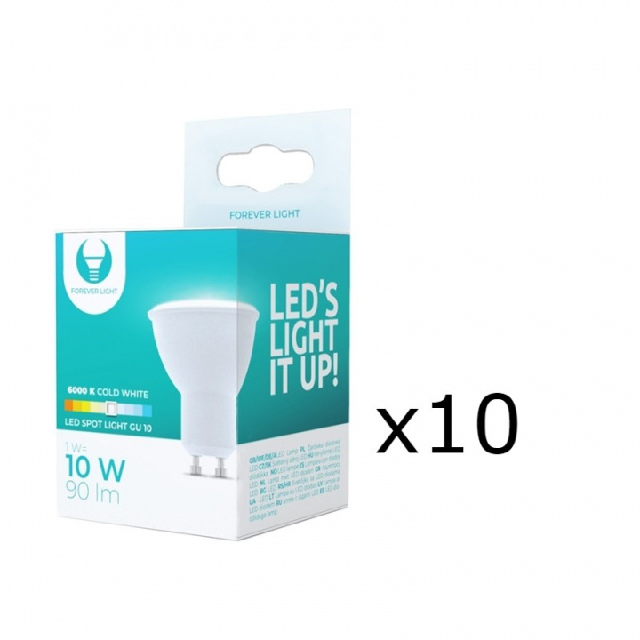 LED-lamppu GU10, 1W, 230V, 6000K, 10-pack, viileä valkoinen ryhmässä KODINELEKTRONIIKKA / Valaistus / LED-lamput @ TP E-commerce Nordic AB (38-92795-PKT10)