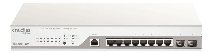 10-Port Gigabit PoE+ Nuclias Smart Managed Switch including 2x SFP Por ryhmässä TIETOKOONET & TARVIKKEET / Kaapelit & Sovittimet / Adapterit @ TP E-commerce Nordic AB (38-93118)