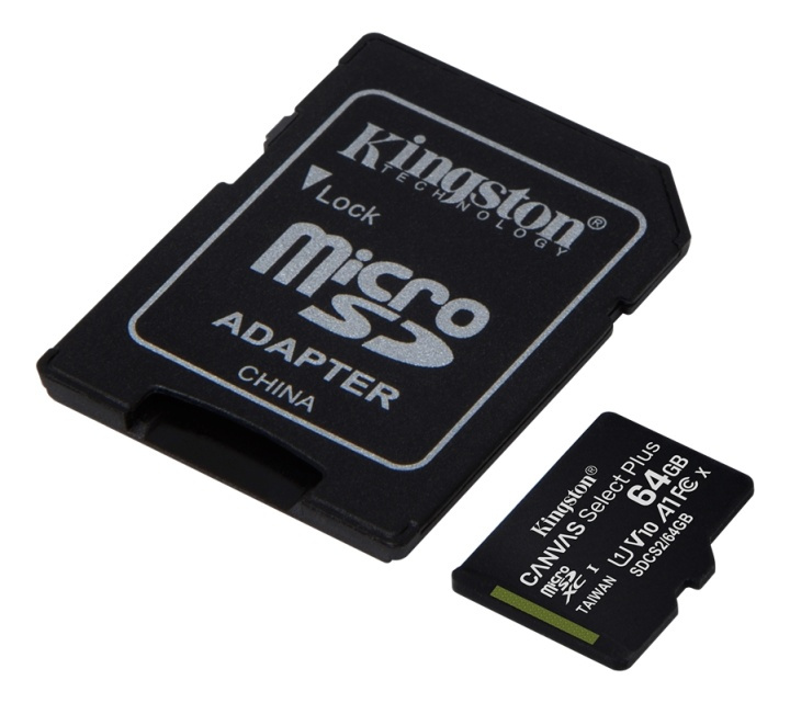 Kingston 64GB micSDXC Canvas Select Plus 100R A1 C10 Card + ADP ryhmässä KODINELEKTRONIIKKA / Tallennusvälineet / Muistikortit / MicroSD/HC/XC @ TP E-commerce Nordic AB (38-93380)