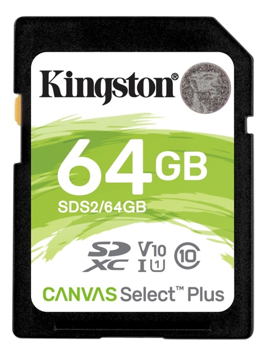 Kingston 64GB SDXC Canvas Select Plus 100R C10 UHS-I U1 V10 ryhmässä KODINELEKTRONIIKKA / Tallennusvälineet / Muistikortit / SD/SDHC/SDXC @ TP E-commerce Nordic AB (38-93385)