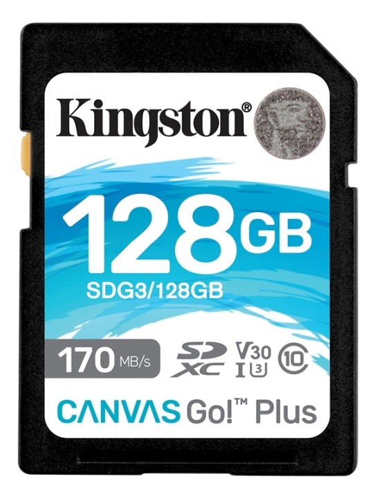 Kingston 128GB SDXC Canvas Go Plus 170R C10 UHS-I U3 V30 ryhmässä KODINELEKTRONIIKKA / Tallennusvälineet / Muistikortit / SD/SDHC/SDXC @ TP E-commerce Nordic AB (38-93407)