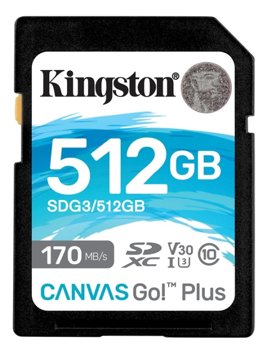 Kingston 512GB SDXC Canvas Go Plus 170R C10 UHS-I U3 V30 ryhmässä KODINELEKTRONIIKKA / Tallennusvälineet / Muistikortit / SD/SDHC/SDXC @ TP E-commerce Nordic AB (38-93409)
