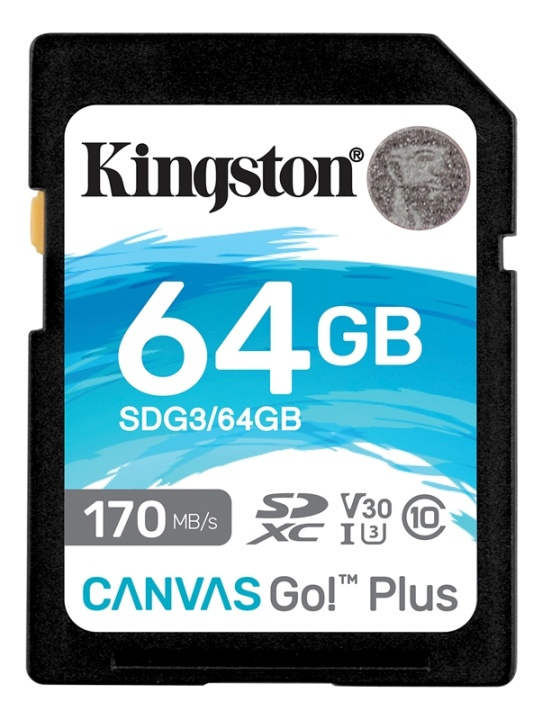 Kingston 64GB SDXC Canvas Go Plus 170R C10 UHS-I U3 V30 ryhmässä KODINELEKTRONIIKKA / Tallennusvälineet / Muistikortit / SD/SDHC/SDXC @ TP E-commerce Nordic AB (38-93410)