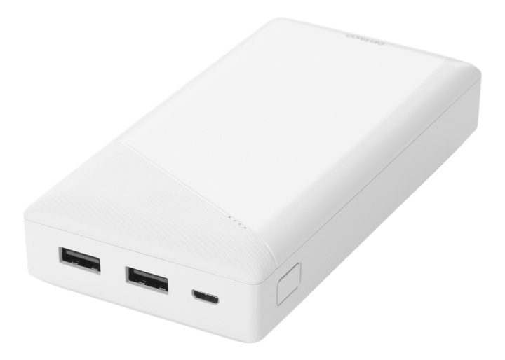 DELTACO varavirtalähde, 20000mAh, 2x USB-A, Micro USB, valkoinen ryhmässä ÄLYPUHELIMET JA TABLETIT / Laturit & Kaapelit / Powerbanks @ TP E-commerce Nordic AB (38-93494)