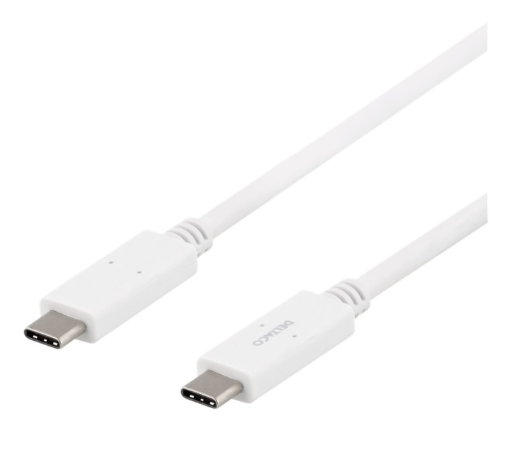 DELTACO USB-C-kaapeli, 1m, USB-IF:n sertifioima, 5Gbit/s, valkoinen ryhmässä TIETOKOONET & TARVIKKEET / Kaapelit & Sovittimet / USB / USB-C @ TP E-commerce Nordic AB (38-93648)