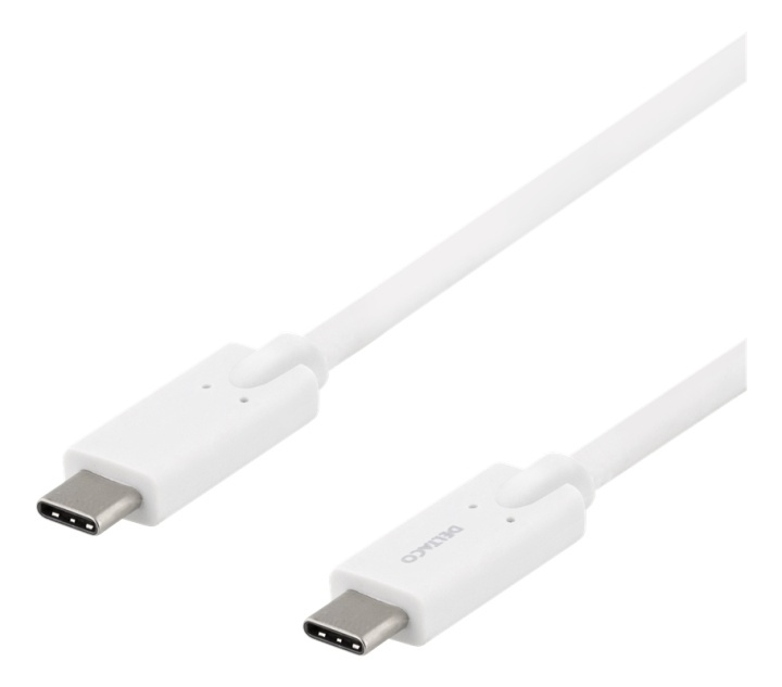 DELTACO USB-C-kaapeli, 5Gbit/s, 5A, 2m, valkoinen ryhmässä TIETOKOONET & TARVIKKEET / Kaapelit & Sovittimet / USB / USB-C @ TP E-commerce Nordic AB (38-93652)