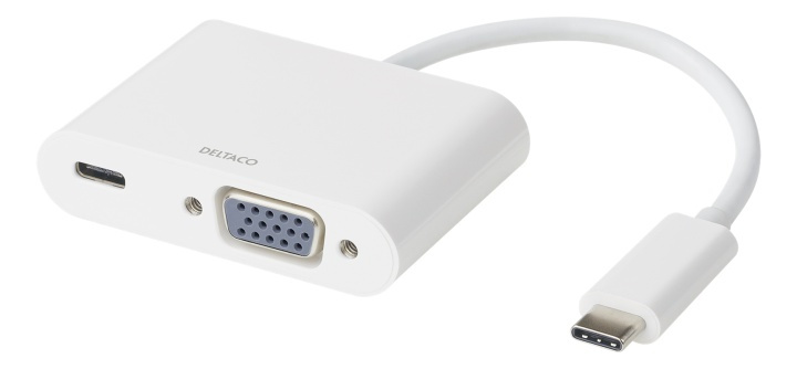 DELTACO USB-C-telakointiasema, VGA/USB-C, 60W USB-C PD, valkoinen ryhmässä TIETOKOONET & TARVIKKEET / Kaapelit & Sovittimet / VGA / Sovittimet @ TP E-commerce Nordic AB (38-93663)