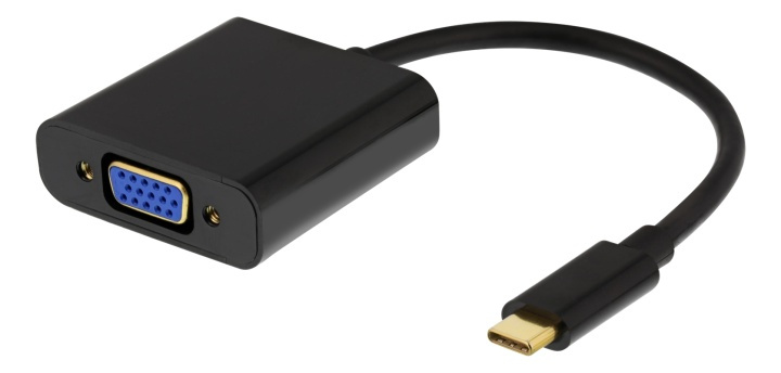 DELTACO USB-C - VGA-sovitin, USB-C uros - VGA naaras + 3,5mm, musta ryhmässä TIETOKOONET & TARVIKKEET / Kaapelit & Sovittimet / USB / USB-C @ TP E-commerce Nordic AB (38-93665)