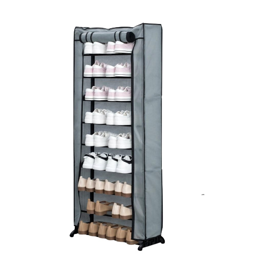 Herzberg HG-8076: 9-kerroksinen pieni kenkäteline, harmaa ryhmässä KOTI, TALOUS JA PUUTARHA / Sisustus / Säilytys @ TP E-commerce Nordic AB (38-94358)