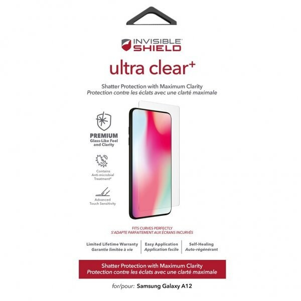 ZAGG InvisibleShield Ultra Clear+ Samsung Galaxy A12 Screen ryhmässä ÄLYPUHELIMET JA TABLETIT / Puhelimen suojakotelo / Samsung @ TP E-commerce Nordic AB (38-94515)