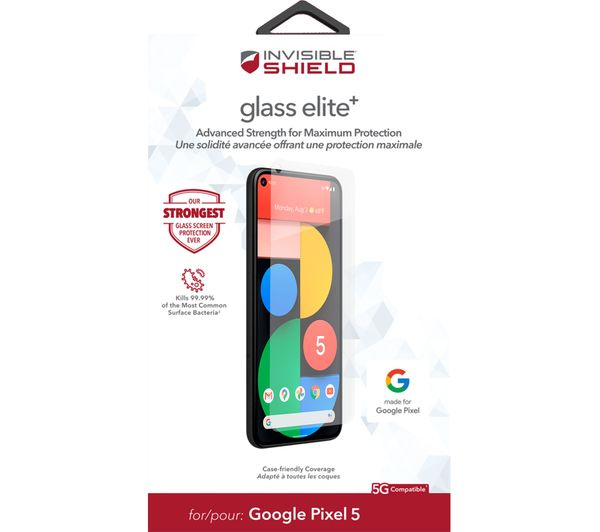 ZAGG InvisibleShield Glass Elite+ Google Pixel 5:lle ryhmässä ÄLYPUHELIMET JA TABLETIT / Puhelimen suojakotelo / Google @ TP E-commerce Nordic AB (38-94518)