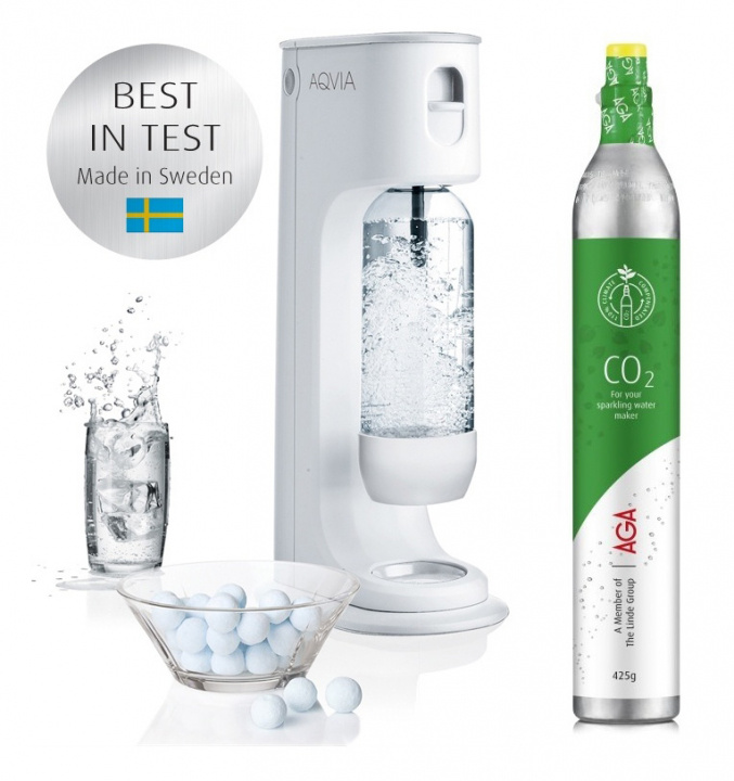 AGA Aqvia Balance (Lumivalkoinen) sis. AGA Biogon C hiilihappopatruuna 425g, vihreä ryhmässä KOTI, TALOUS JA PUUTARHA / Kodinkoneet / Vesi ja mehu / Hiilihapotuslaitteet / Hiilihapotuslaitteet @ TP E-commerce Nordic AB (38-94722)