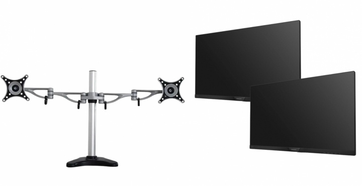 Dual-monitor skrivbordsfäste och två skärmar från Philips Pre-owned, Grade B ryhmässä TIETOKOONET & TARVIKKEET / Näytöt / Näytön jalustat ja kiinnikkeet @ TP E-commerce Nordic AB (38-94852)