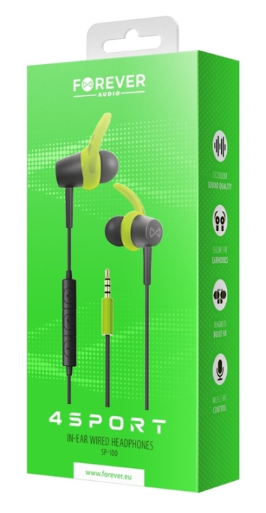 Forever 4Sport (SP-100) - langalliset In-Ear -urheilukuulokkeet, vihreä ryhmässä KODINELEKTRONIIKKA / Ääni & Kuva / Kuulokkeet & Tarvikkeet / Kuulokkeet @ TP E-commerce Nordic AB (38-95613)