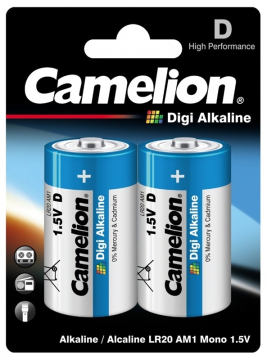 Camelion Digi Alkaline D (R20) 2-pack ryhmässä KODINELEKTRONIIKKA / Paristot & Laturit / Akut / Muut @ TP E-commerce Nordic AB (38-96030)