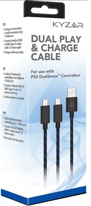 Kyzar Laddkabel för 2st DualSense-kontroller ryhmässä KODINELEKTRONIIKKA / Pelikonsolit & Tarvikkeet / Sony PlayStation 5 / Tarvikkeet @ TP E-commerce Nordic AB (38-96571)