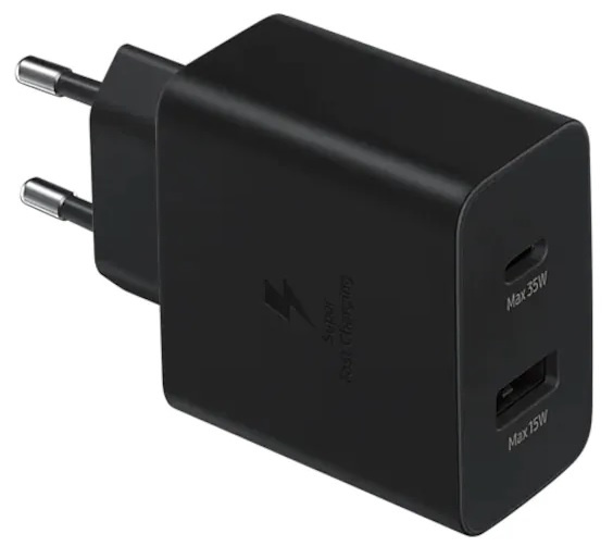 Samsung EP-TA220NBEGEU 35W Strömadapter 1X USB-C + 1X USB-A ryhmässä ÄLYPUHELIMET JA TABLETIT / Laturit & Kaapelit / Seinälaturi / Seinälaturi Type C @ TP E-commerce Nordic AB (38-96596)