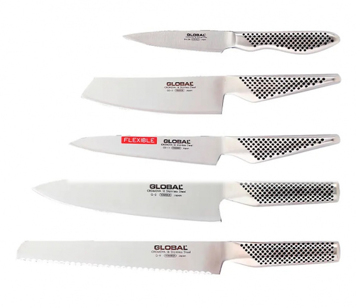 Global G-2951138 Knivset 5 Knivar ryhmässä KOTI, TALOUS JA PUUTARHA / Keittiövälineet / Keittiöveitset ja veitsenteroittimet @ TP E-commerce Nordic AB (38-96790)