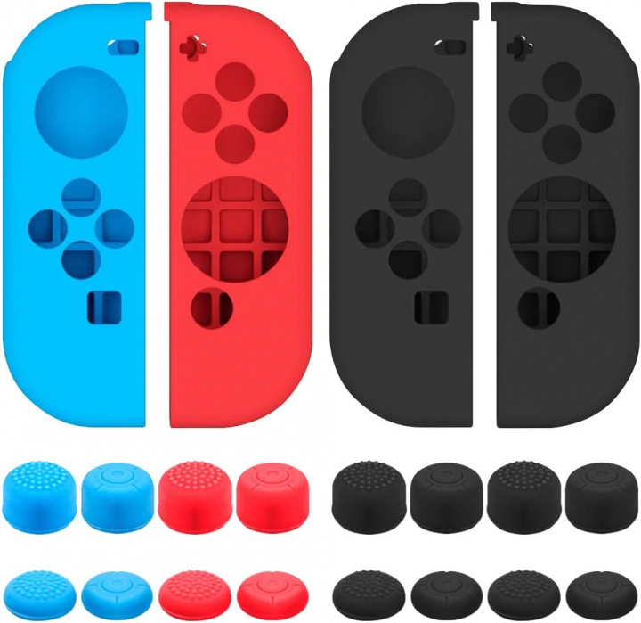 Silikoninen kansi ja kahva Joy-Conille, 2 kpl ryhmässä KODINELEKTRONIIKKA / Pelikonsolit & Tarvikkeet / Nintendo Switch / Tarvikkeet @ TP E-commerce Nordic AB (38-97420)