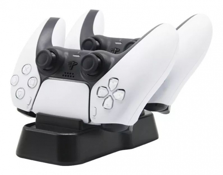 Kaksinkertainen latausasema Playstation 5 -ohjaimille ryhmässä KODINELEKTRONIIKKA / Pelikonsolit & Tarvikkeet / Sony PlayStation 5 / Tarvikkeet @ TP E-commerce Nordic AB (38-97425)