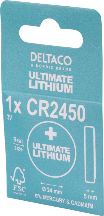 DELTACO Ultimate Lithium-batteri, 3V, CR2450 knappcell, 1-pack ryhmässä KODINELEKTRONIIKKA / Paristot & Laturit / Akut / Nappiparistot @ TP E-commerce Nordic AB (38-97660)