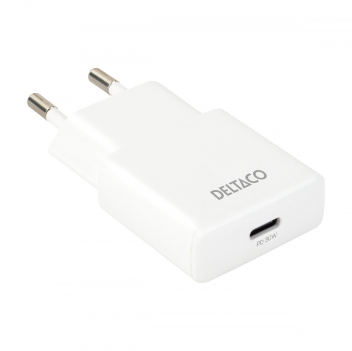 DELTACO USB-C väggladdare, 1x USB-C PD 30 W, slimmad storlek, stödjer PPS ryhmässä ÄLYPUHELIMET JA TABLETIT / Laturit & Kaapelit / Seinälaturi / Seinälaturi Type C @ TP E-commerce Nordic AB (38-97682)