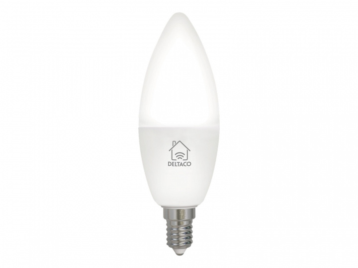 Deltaco SMART HOME LED-lampa, E14, WiFI, 4.9W, 2700K-6500K, dimbar, vit ryhmässä KODINELEKTRONIIKKA / Valaistus / LED-lamput @ TP E-commerce Nordic AB (38-97789)