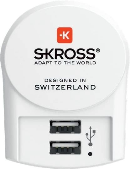 Skross Reseadapter Europa till 2x USB-A ryhmässä KOTI, TALOUS JA PUUTARHA / Sähkö & Valaistus / Matkasovittimet @ TP E-commerce Nordic AB (38-98103)