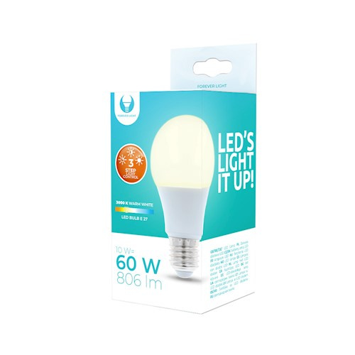 LED-lamppu E27 10W 230V 3000K 806lm 3-portainen himmennin, lämmin valkoinen ryhmässä KODINELEKTRONIIKKA / Valaistus / LED-lamput @ TP E-commerce Nordic AB (38-98149)