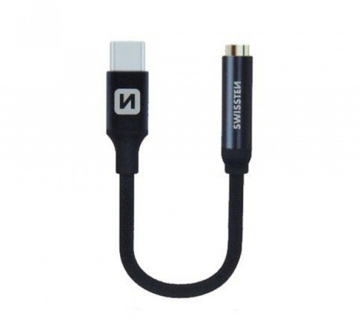 Swissten USB-C till 3,5mm Adapter, 15cm, Svart ryhmässä ÄLYPUHELIMET JA TABLETIT / Laturit & Kaapelit / Sovittimet @ TP E-commerce Nordic AB (38-98165)
