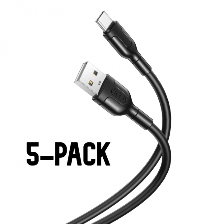 XO NB212 USB-A - USB-C-kaapeli 1 m, 5 kpl ryhmässä ÄLYPUHELIMET JA TABLETIT / Laturit & Kaapelit / Kaapelit / Tyyppi C -kaapelit @ TP E-commerce Nordic AB (38-98175PKT)