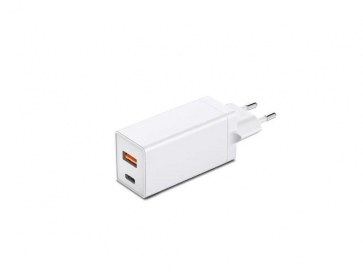 USB-C + USB-A Strömadapter 65W PD Snabbladdare, Vit ryhmässä ÄLYPUHELIMET JA TABLETIT / Laturit & Kaapelit / Seinälaturi / Seinälaturi Type C @ TP E-commerce Nordic AB (38-98189)