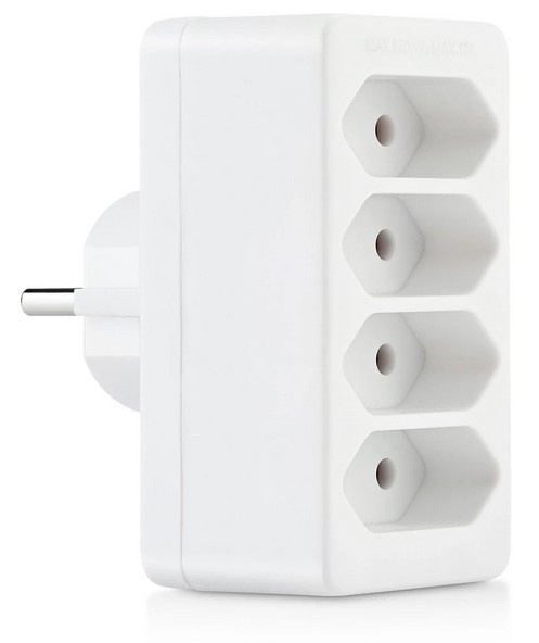 Splitter plug 4-way EU, Adapter med 4 uttag ryhmässä KOTI, TALOUS JA PUUTARHA / Sähkö & Valaistus / Jatkojohdot @ TP E-commerce Nordic AB (38-98338)