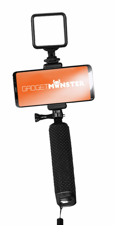 GadgetMonster Vlogging Stick med LED-belysning ryhmässä ÄLYPUHELIMET JA TABLETIT / Muut tarvikkeet / Telakat, Jalustat & Pidikkeet @ TP E-commerce Nordic AB (38-98448)