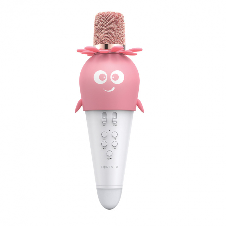 Forever AMS-200 Bluetooth microphone with speaker, Pink ryhmässä KODINELEKTRONIIKKA / Ääni & Kuva / Kädessä pidettävät mikrofonit @ TP E-commerce Nordic AB (38-98555)