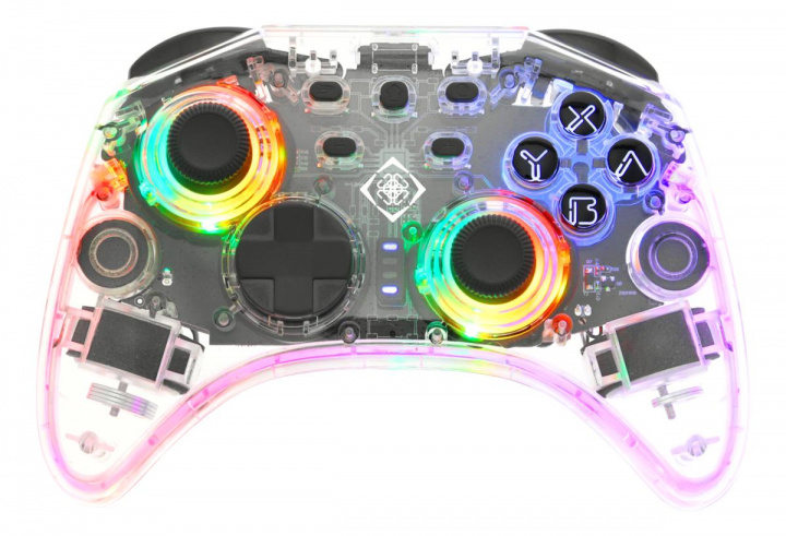 DELTACO Nintendo Switch Controller, transparent, RGB, makroknappar ryhmässä KODINELEKTRONIIKKA / Pelikonsolit & Tarvikkeet / Nintendo Switch / Tarvikkeet @ TP E-commerce Nordic AB (38-98570)