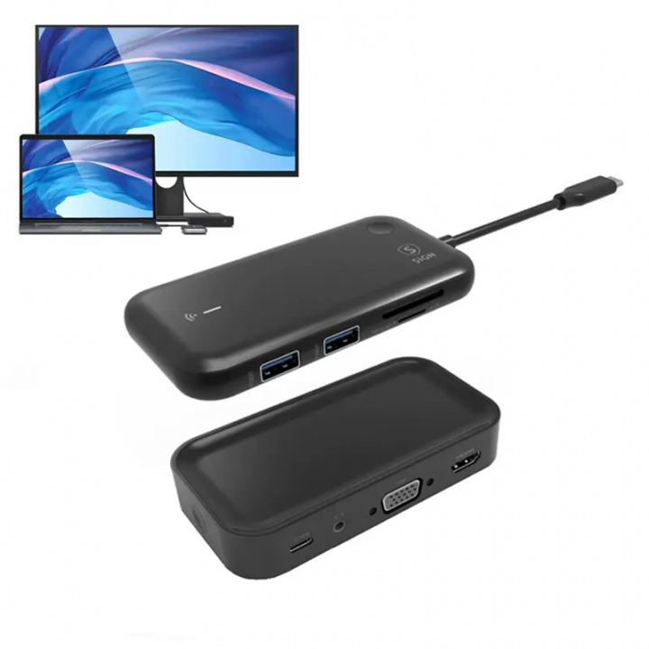 SiGN Langaton USB-C Hub-lähetin + vastaanotin ryhmässä TIETOKOONET & TARVIKKEET / Tietokonetarvikkeet / USB-telakat @ TP E-commerce Nordic AB (38-98729)